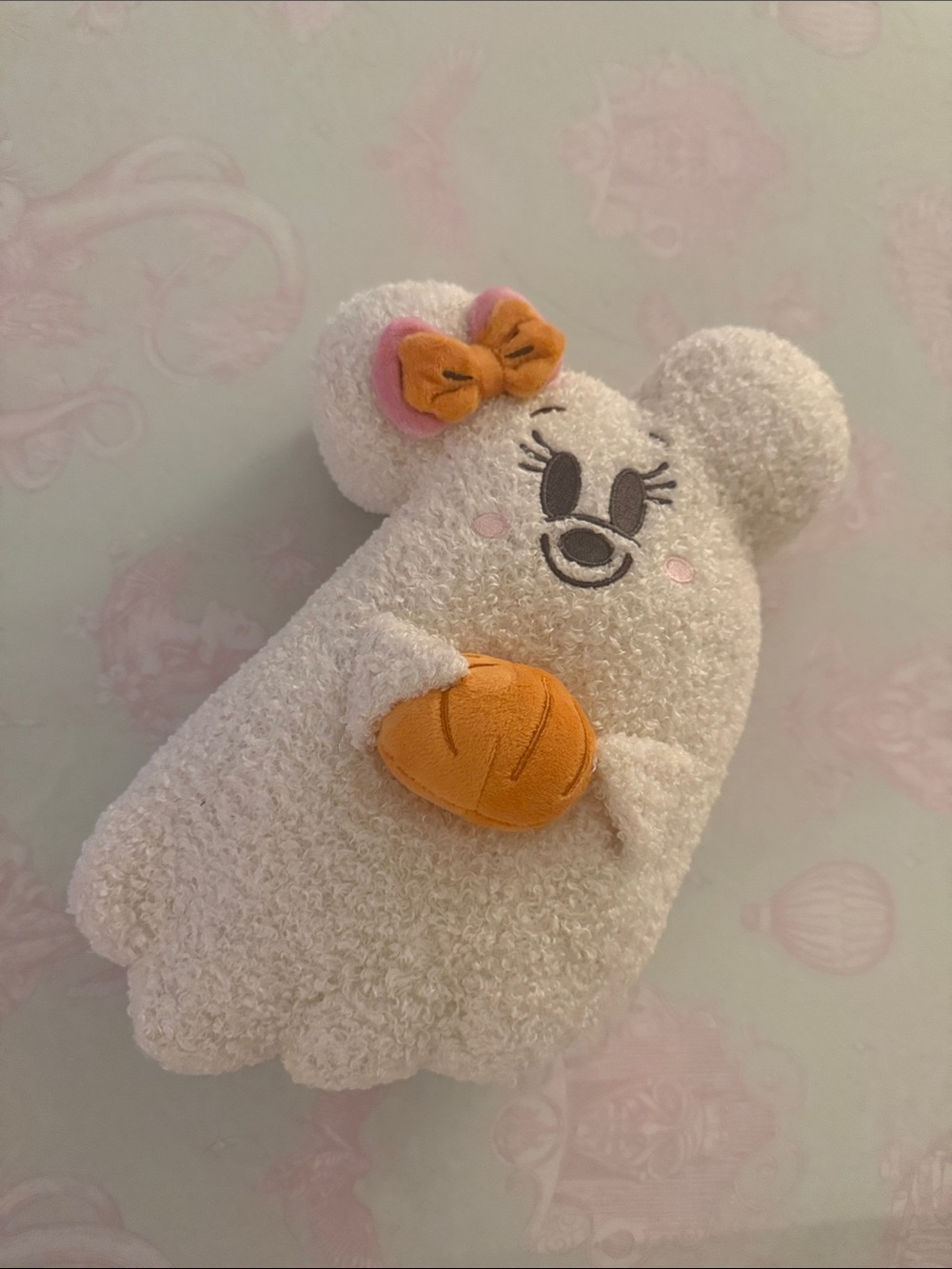 Plush White Mouse Ghost Pillow with Orange Pumpkin from 2025